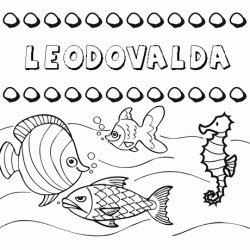 Dibujos de los nombres. Nombre Leodovalda para pintar, colorear e imprimir