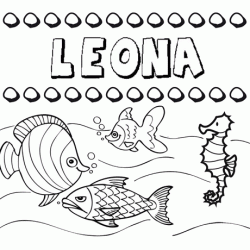 Dibujos de los nombres. Nombre Leona para pintar, colorear e imprimir