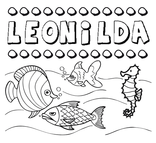 Dibujos de los nombres. Nombre Leonilda para pintar, colorear e imprimir