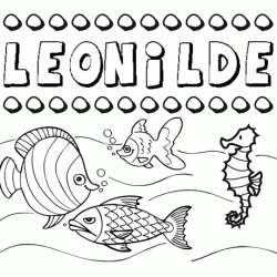 Dibujos de los nombres. Nombre Leonilde para pintar, colorear e imprimir