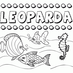 Dibujos de los nombres. Nombre Leoparda para pintar, colorear e imprimir