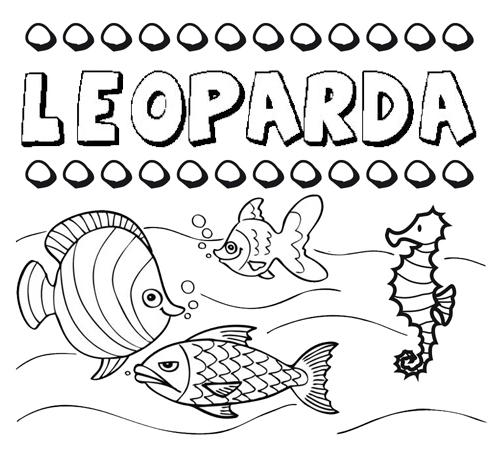 Dibujos de los nombres. Nombre Leoparda para pintar, colorear e imprimir