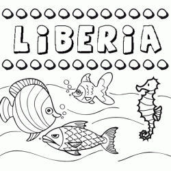 Dibujos de los nombres. Nombre Liberia para pintar, colorear e imprimir