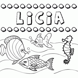 Dibujos de los nombres. Nombre Licia para pintar, colorear e imprimir