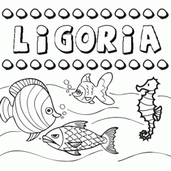 Dibujos de los nombres. Nombre Ligoria para pintar, colorear e imprimir