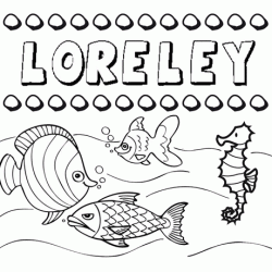 Dibujos de los nombres. Nombre Loreley para pintar, colorear e imprimir