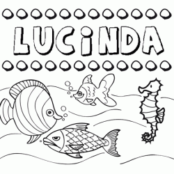 Dibujos de los nombres. Nombre Lucinda para pintar, colorear e imprimir