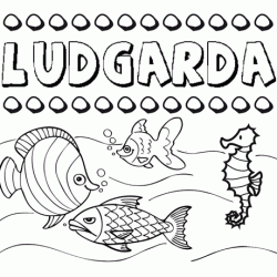 Dibujos de los nombres. Nombre Ludgarda para pintar, colorear e imprimir