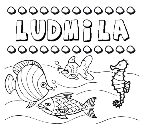 Dibujos de los nombres. Nombre Ludmila para pintar, colorear e imprimir