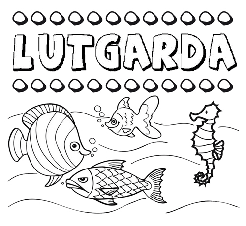 Dibujos de los nombres. Nombre Lutgarda para pintar, colorear e imprimir