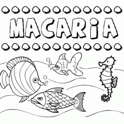 Dibujos de los nombres. Nombre Macaria para pintar, colorear e imprimir