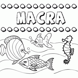 Dibujos de los nombres. Nombre Macra para pintar, colorear e imprimir