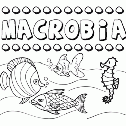 Dibujos de los nombres. Nombre Macrobia para pintar, colorear e imprimir