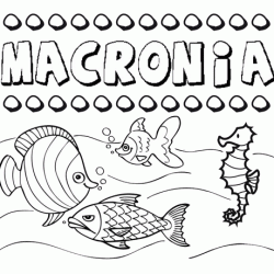 Dibujos de los nombres. Nombre Macronia para pintar, colorear e imprimir