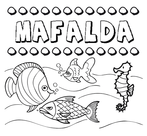 Dibujos de los nombres. Nombre Mafalda para pintar, colorear e imprimir