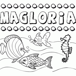 Dibujos de los nombres. Nombre Magloria para pintar, colorear e imprimir