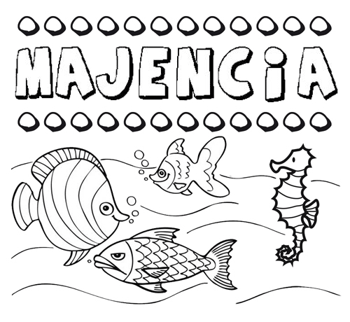 Dibujos de los nombres. Nombre Majencia para pintar, colorear e imprimir