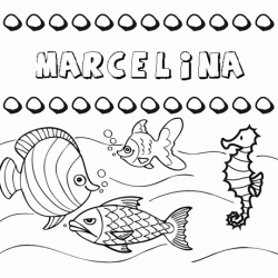 Dibujos de los nombres. Nombre Marcelina para pintar, colorear e imprimir