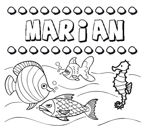 Dibujos de los nombres. Nombre Marian para pintar, colorear e imprimir