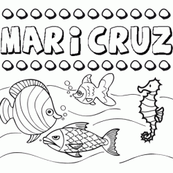 Dibujos de los nombres. Nombre Maricruz para pintar, colorear e imprimir