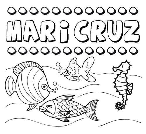 Dibujos de los nombres. Nombre Maricruz para pintar, colorear e imprimir