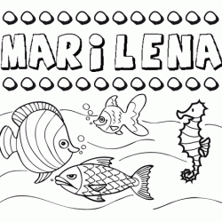 Dibujos de los nombres. Nombre Marilena para pintar, colorear e imprimir