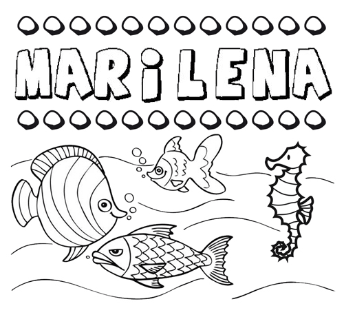 Dibujos de los nombres. Nombre Marilena para pintar, colorear e imprimir