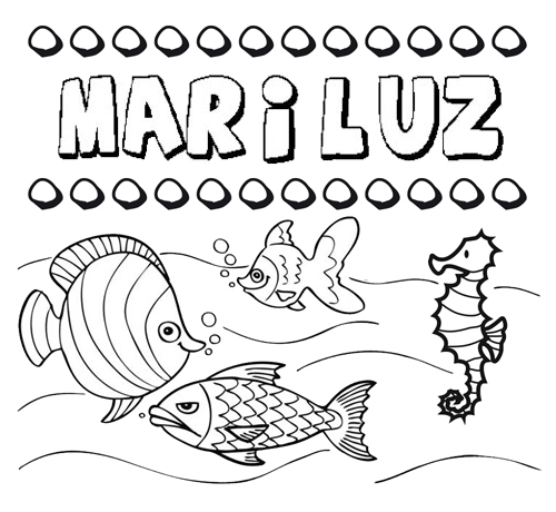 Dibujos de los nombres. Nombre Mariluz para pintar, colorear e imprimir