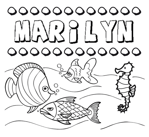 Dibujos de los nombres. Nombre Marilyn para pintar, colorear e imprimir