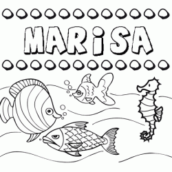 Dibujos de los nombres. Nombre Marisa para pintar, colorear e imprimir