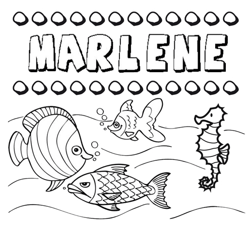 Dibujos de los nombres. Nombre Marlene para pintar, colorear e imprimir