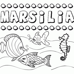 Dibujos de los nombres. Nombre Marsilia para pintar, colorear e imprimir