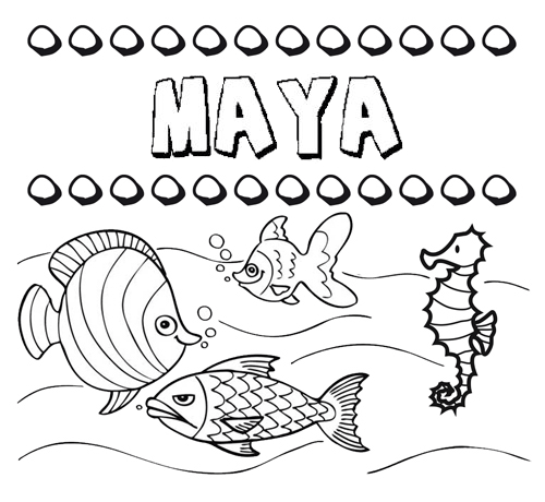 Dibujos de los nombres. Nombre Maya para pintar, colorear e imprimir