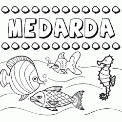 Dibujos de los nombres. Nombre Medarda para pintar, colorear e imprimir