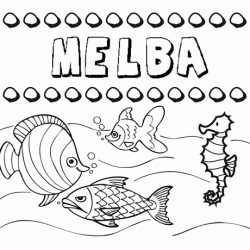 Dibujos de los nombres. Nombre Melba para pintar, colorear e imprimir