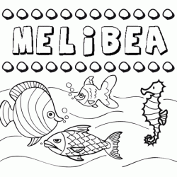 Dibujos de los nombres. Nombre Melibea para pintar, colorear e imprimir