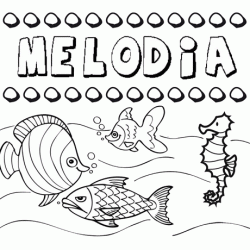 Dibujos de los nombres. Nombre Melodía para pintar, colorear e imprimir