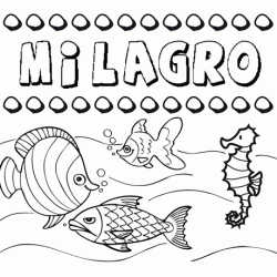 Dibujos de los nombres. Nombre Milagro para pintar, colorear e imprimir