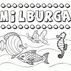 Dibujos de los nombres. Nombre Milburga para pintar, colorear e imprimir