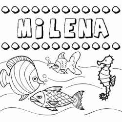 Dibujos de los nombres. Nombre Milena para pintar, colorear e imprimir