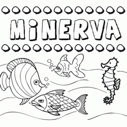 Dibujos de los nombres. Nombre Minerva para pintar, colorear e imprimir