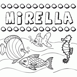 Dibujos de los nombres. Nombre Mirella para pintar, colorear e imprimir