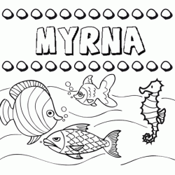 Dibujos de los nombres. Nombre Myrna para pintar, colorear e imprimir