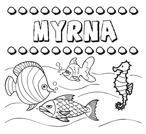Dibujos de los nombres. Nombre Myrna para pintar, colorear e imprimir