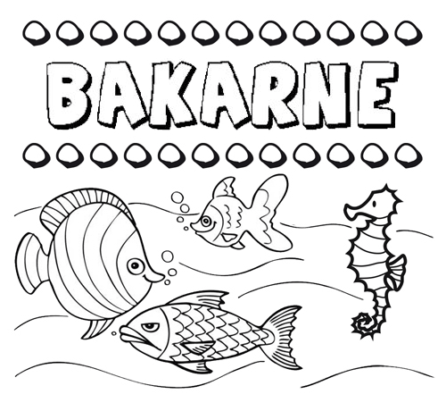 Dibujos de los nombres. Nombre Bakarne para pintar, colorear e imprimir