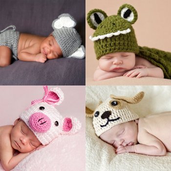 Disfraces hechos de punto para bebés. Animales