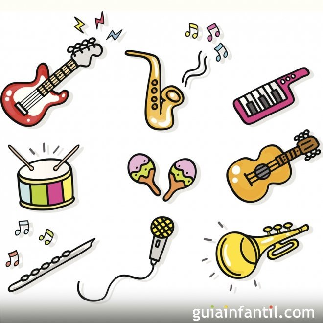  Dibujos para colorear de instrumentos de música