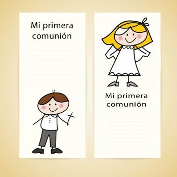 Recordatorios Primera Comunión. Marcapáginas para pintar con niños