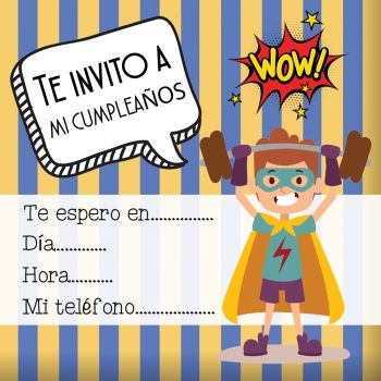 Invitaciones de cumpleaños con superhéroes para imprimir