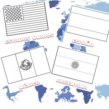 Dibujos de banderas de países para colorear con los niños